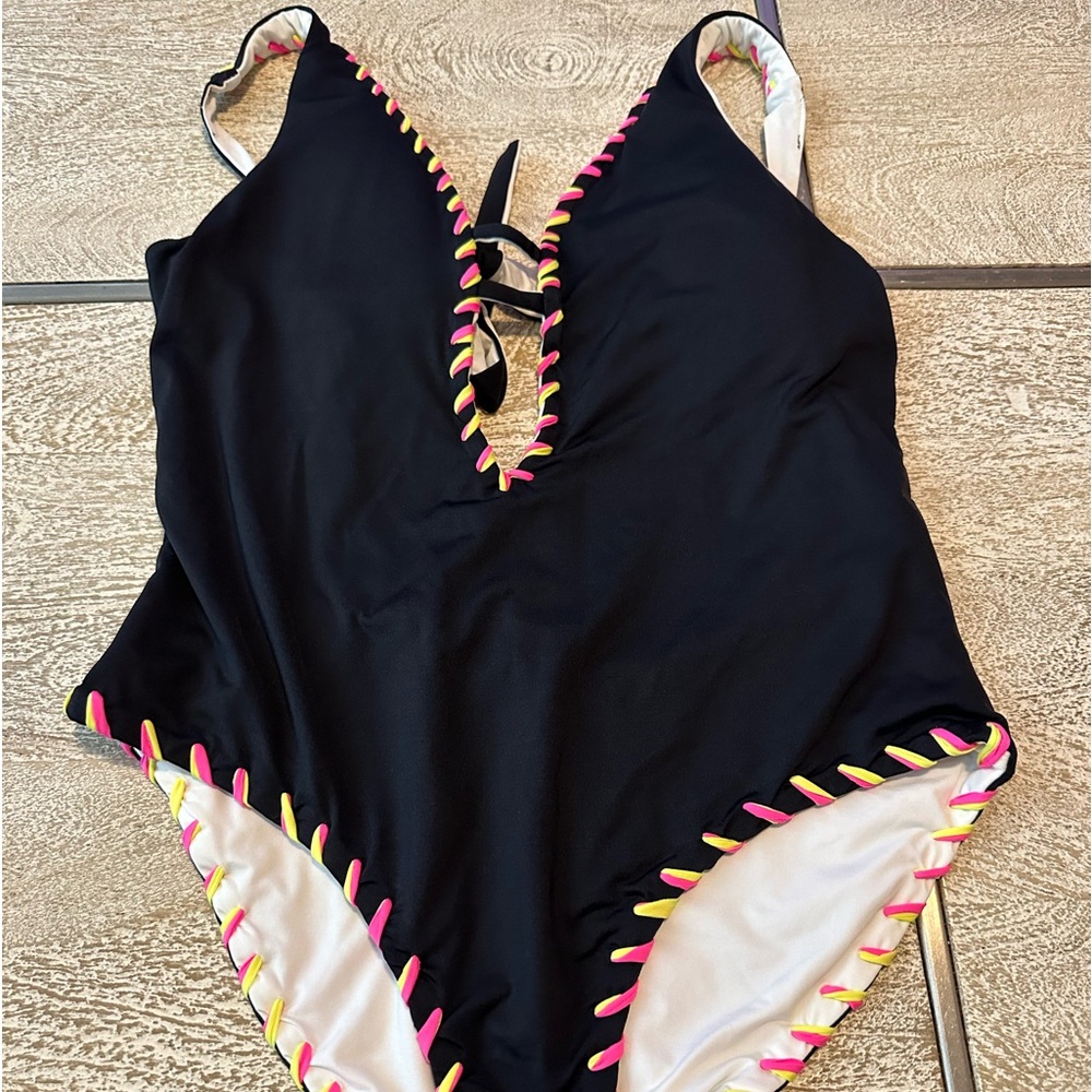 BECCA Black One Piece with Vibrant Accents